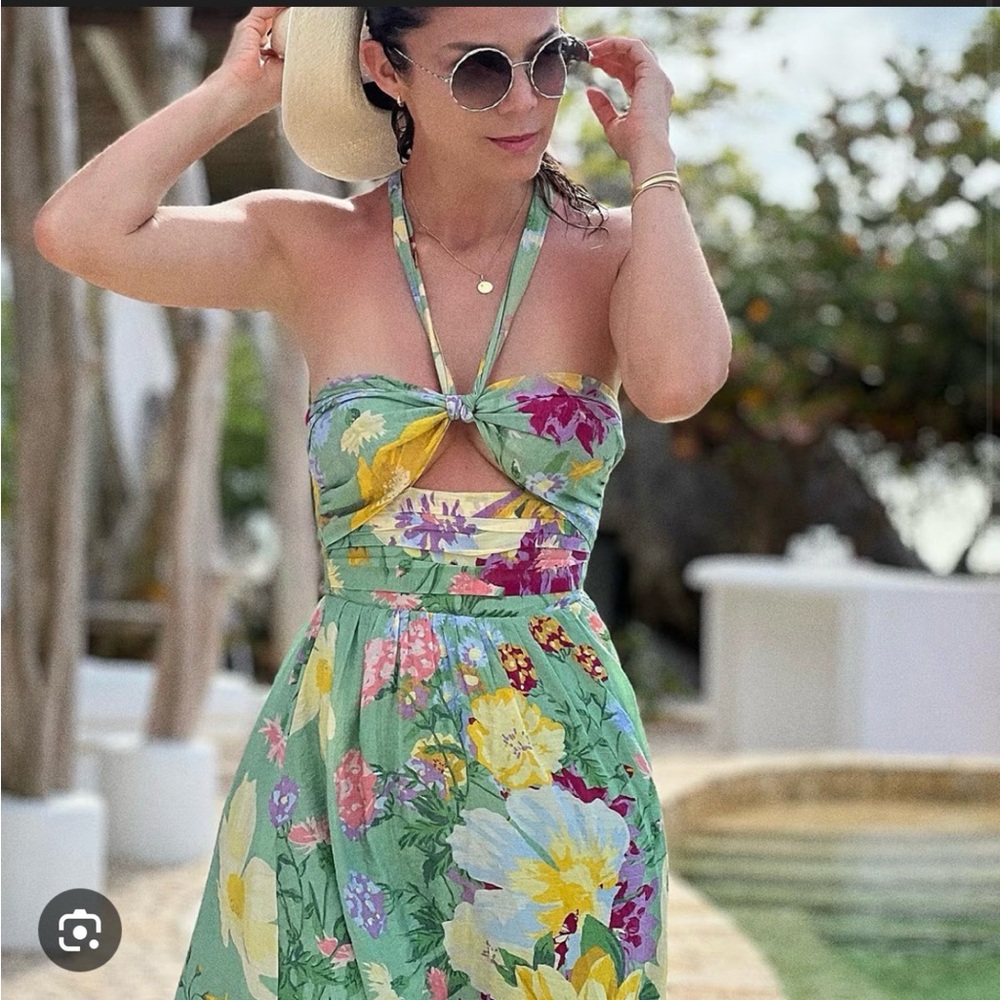 H&M Viral Floral Halter Maxi Dress | Blogger Favorite | Cut-Out | Size S